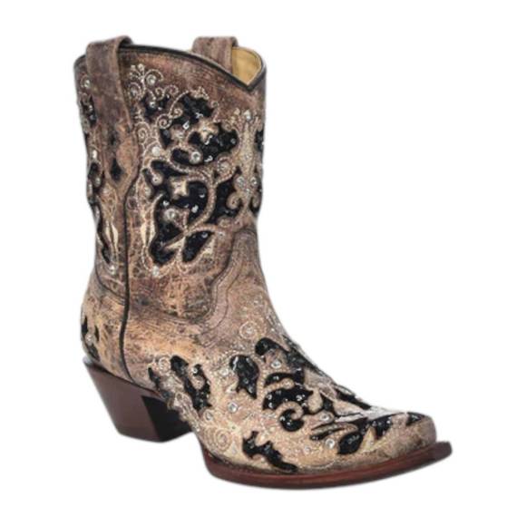 NEW CORRAL women's ankle snip toe boots in brown - Picture 1 of 1